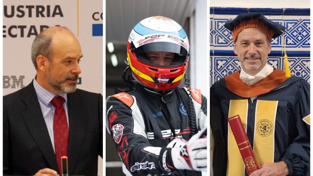 Philippe F&egrave;vre in three roles: business executive, racing driver and academic